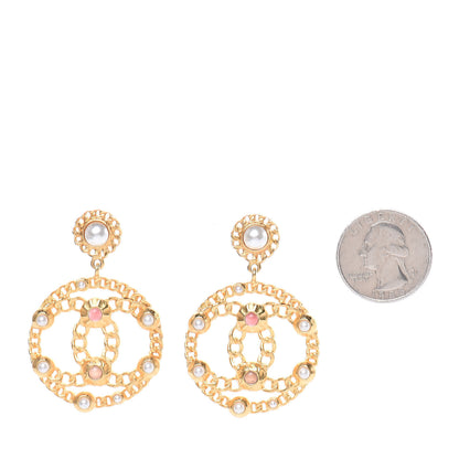 Chanel Pearl Gripoix CC Chain Drop Earrings Gold 2 of 8