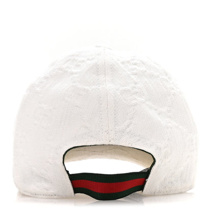 Gucci Cotton Monogram Web Baseball Hat L White 6 of 9