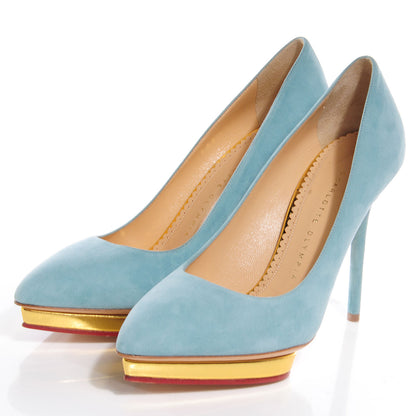 FASHIONPHILE CHARLOTTEOLYMPIASuedeDebbieHeart-PlatformPumpSkyBlue39 3 of 8