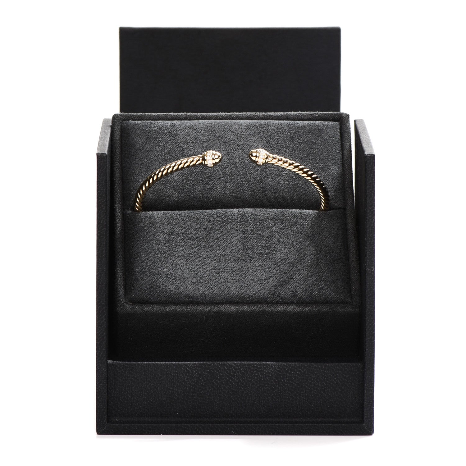 David Yurman 18K Yellow Gold Diamond 3mm Cablespira Bracelet 6 of 6