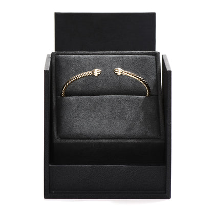 David Yurman 18K Yellow Gold Diamond 3mm Cablespira Bracelet 6 of 6