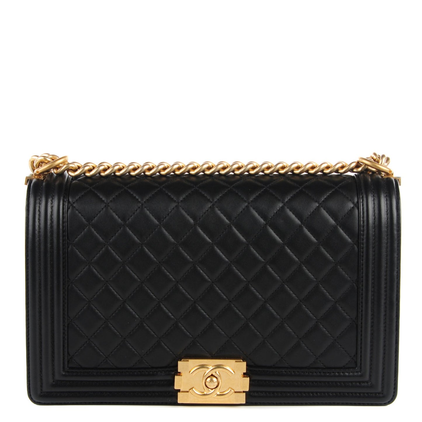 Lambskin Quilted New Medium Boy Flap Black