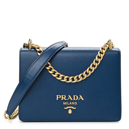 Prada Saffiano Chain Shoulder Bag Cobalto 1 of 11