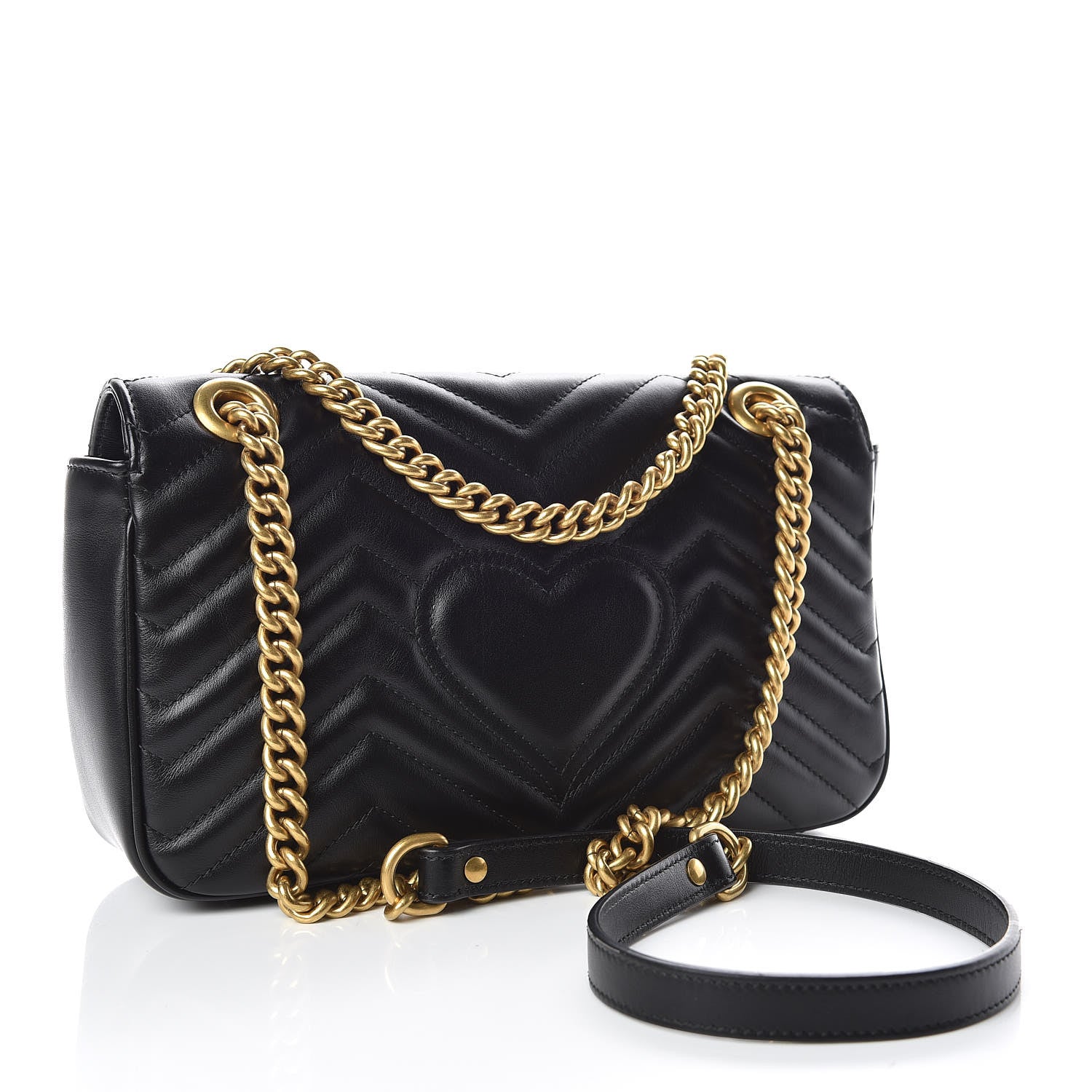 Gucci Calfskin Matelasse Small GG Marmont Shoulder Bag Black 3 of 13