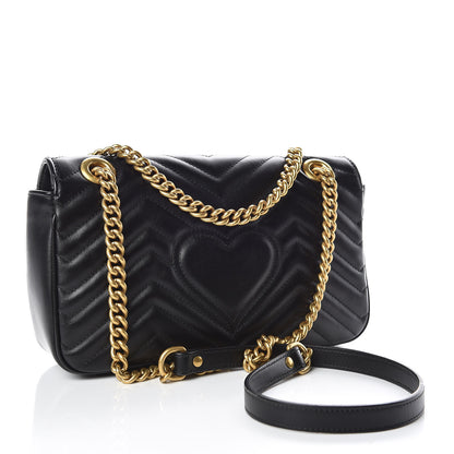 Gucci Calfskin Matelasse Small GG Marmont Shoulder Bag Black 3 of 13