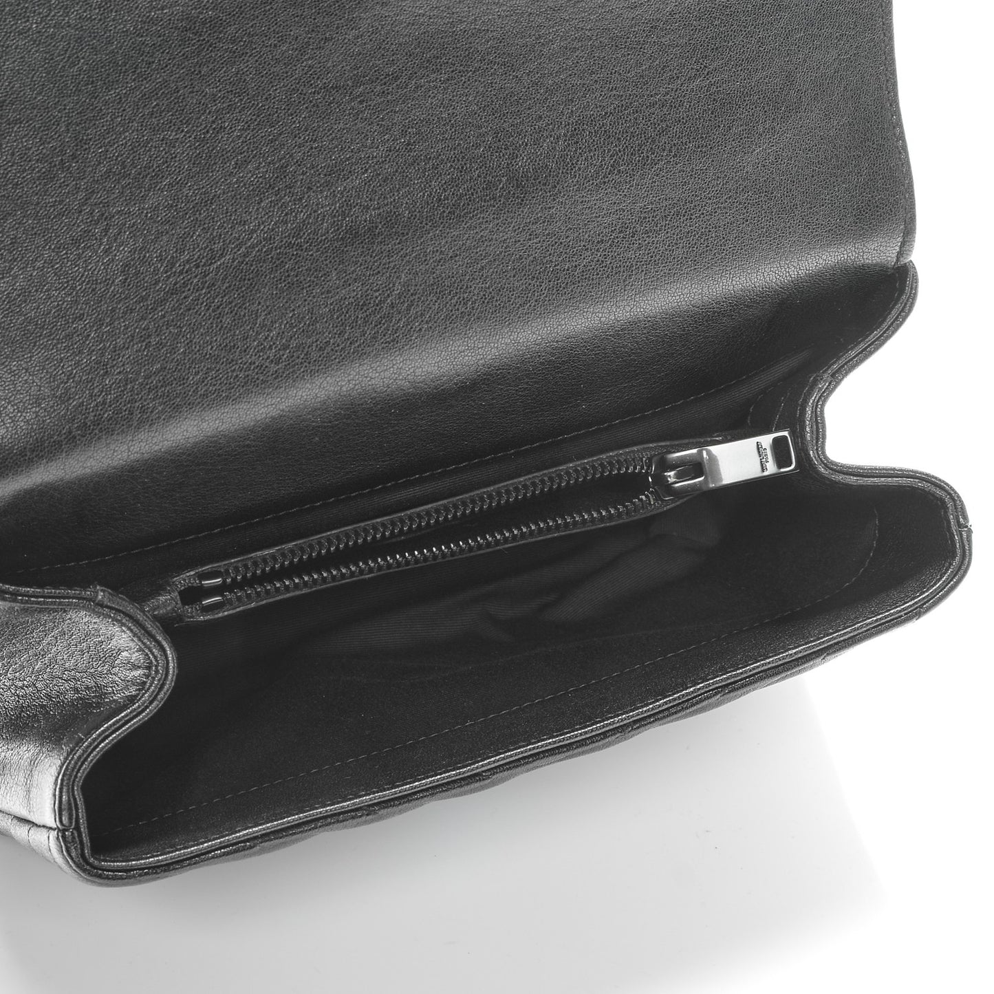 Sheepskin Matelasse Chevron Monogram Medium College Bag Black
