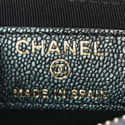 Chanel Iridescent Caviar Quilted Flap Zip Card Holder Black 6 of 13