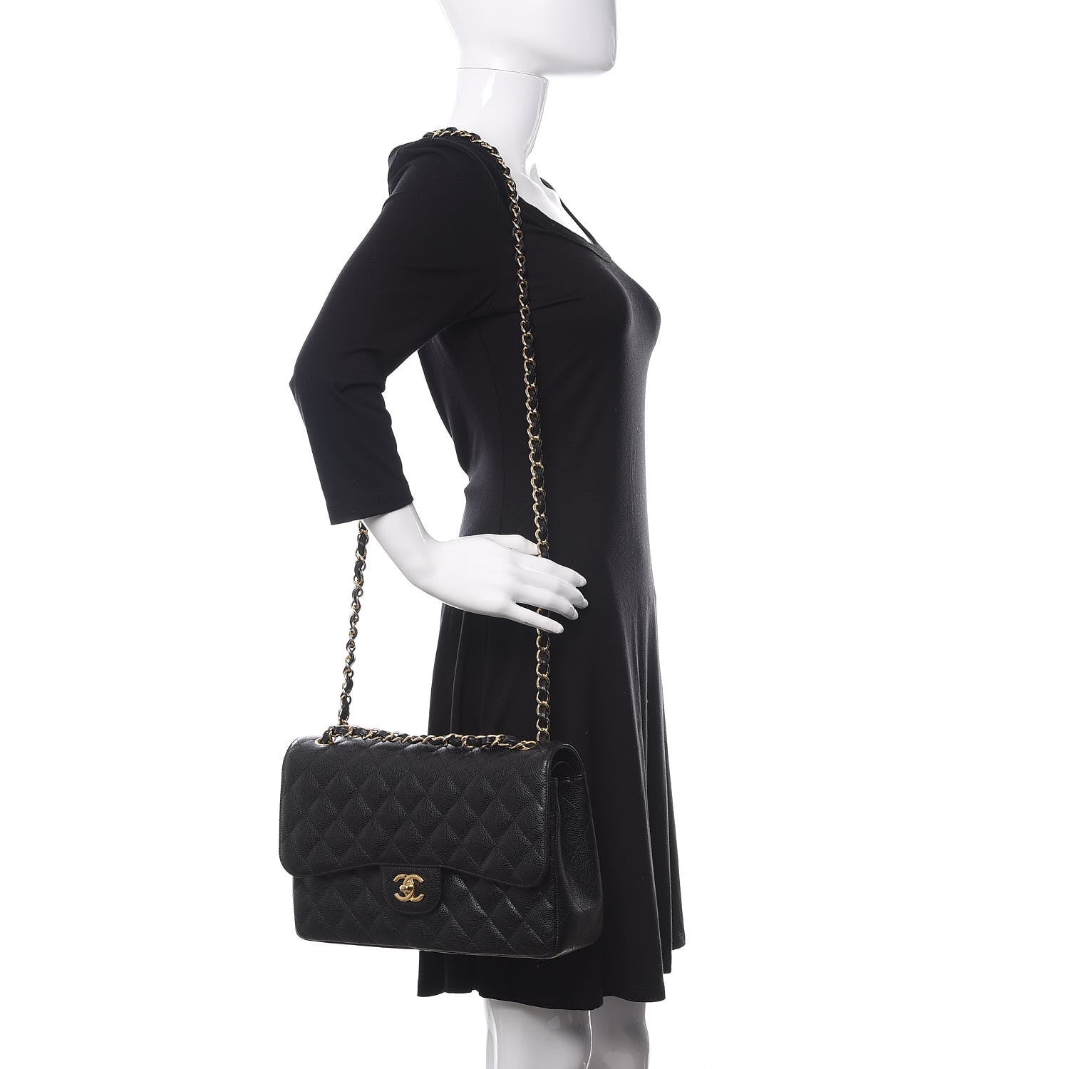 Chanel Caviar Quilted Jumbo Double Flap Black 2 of 10