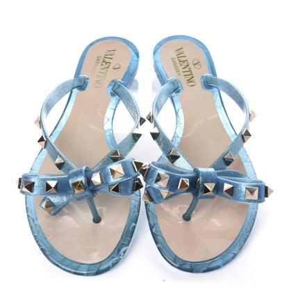 Valentino Garavani PVC Jelly Glitter Rockstud Bow Thong Sandals 35 Cerulean 5 of 7