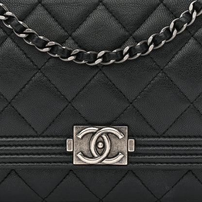 Chanel Lambskin Quilted Boy Wallet On Chain WOC Black 9 of 15