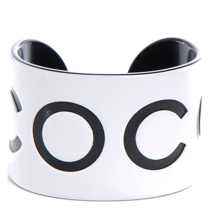 Chanel Resin Coco Wide Cuff Black White 1 of 5
