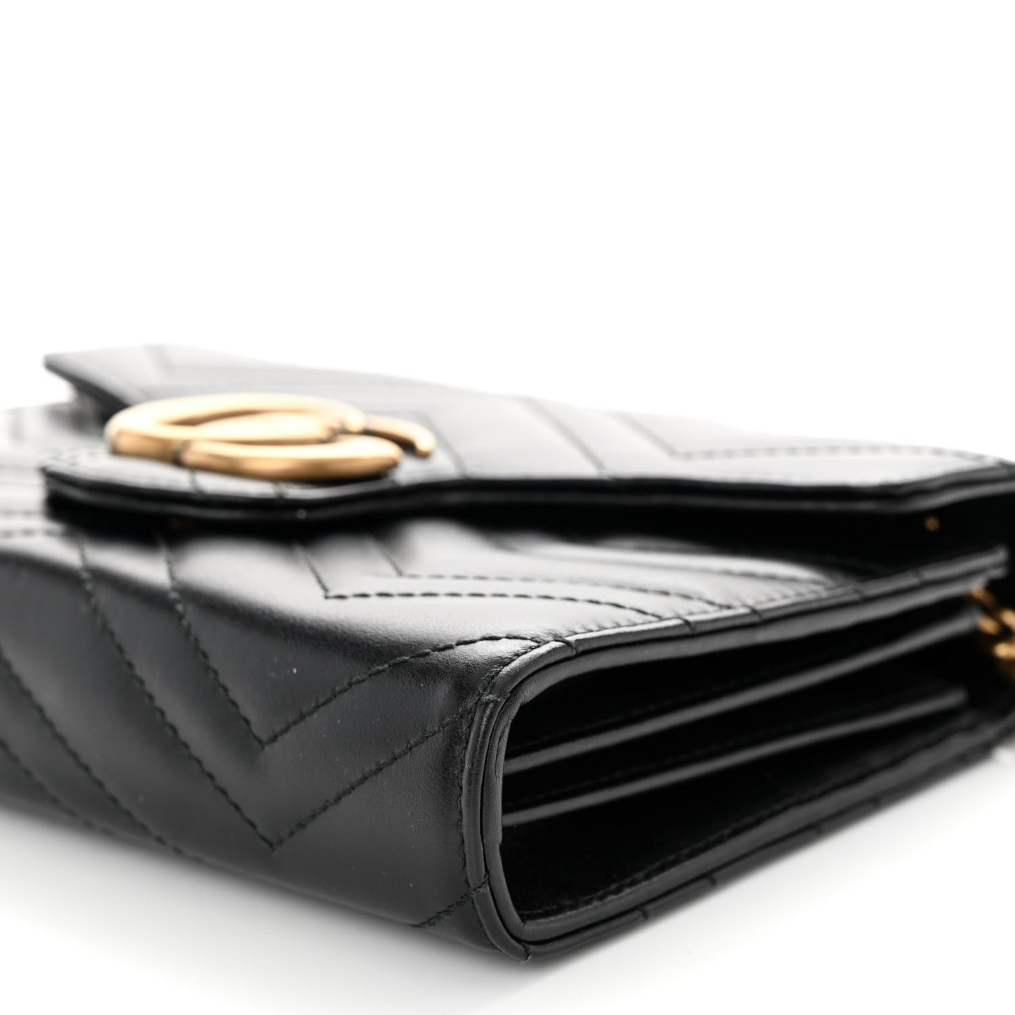 Calfskin Matelasse GG Marmont Chain Wallet Black