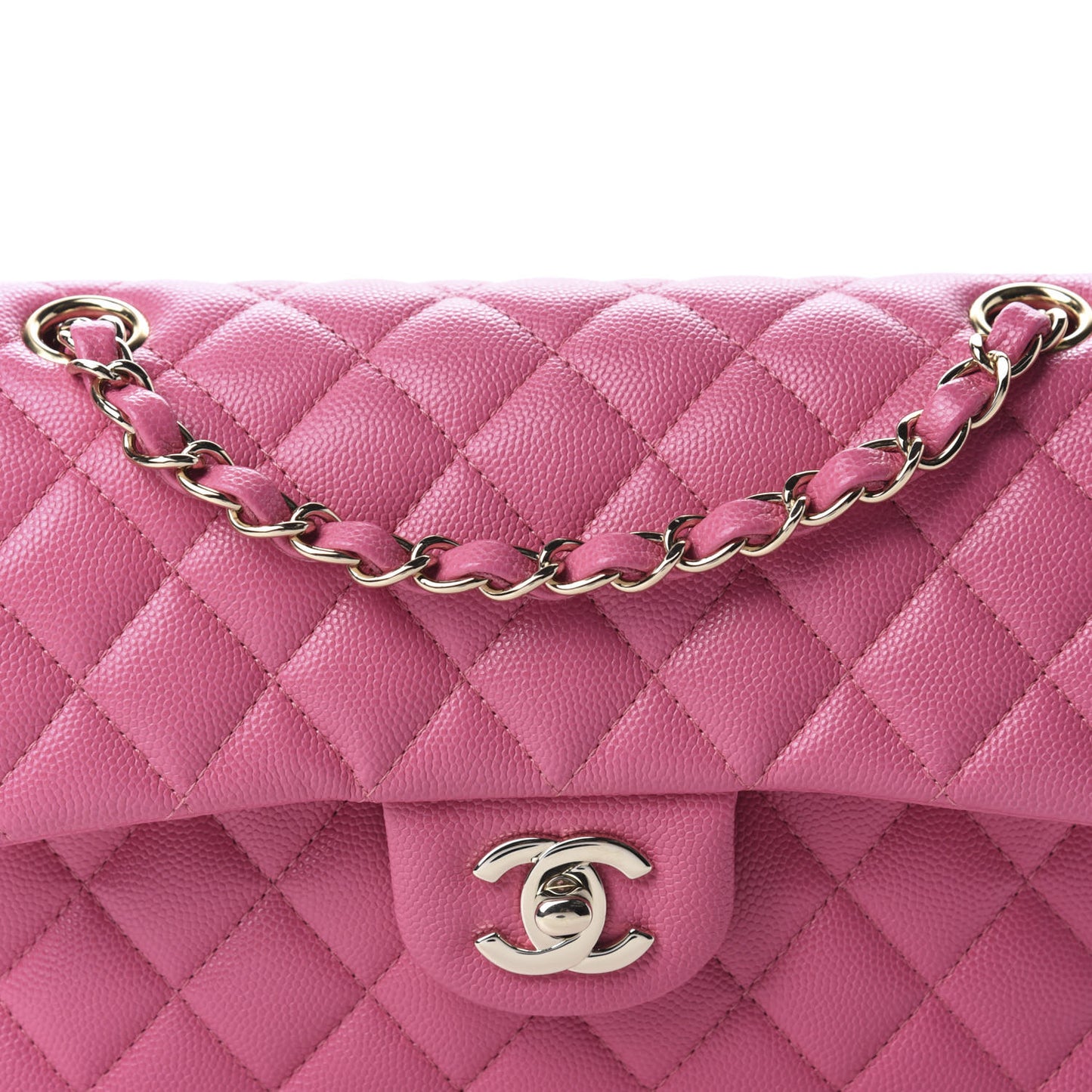 Caviar Quilted Small Double Flap Pink