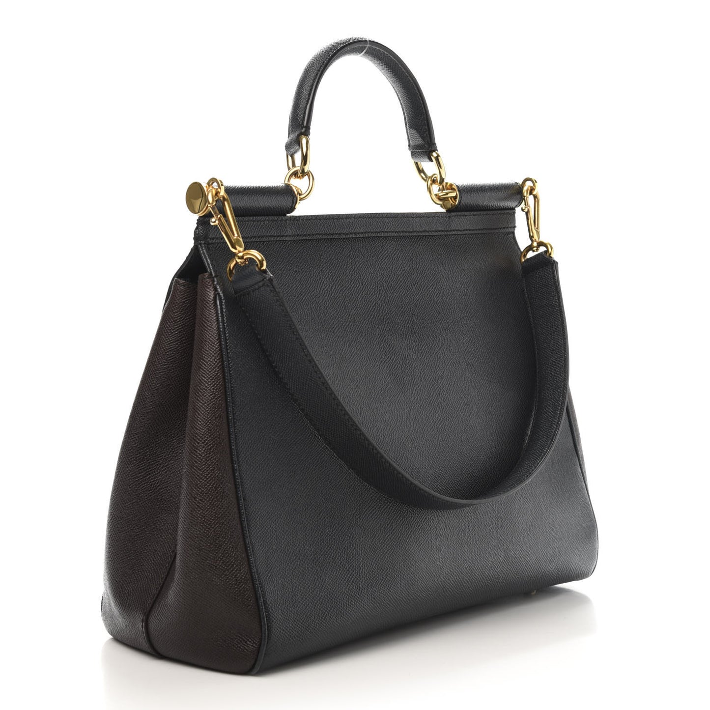 Dauphine Large Bi-Color Miss Sicily Satchel Black Brown