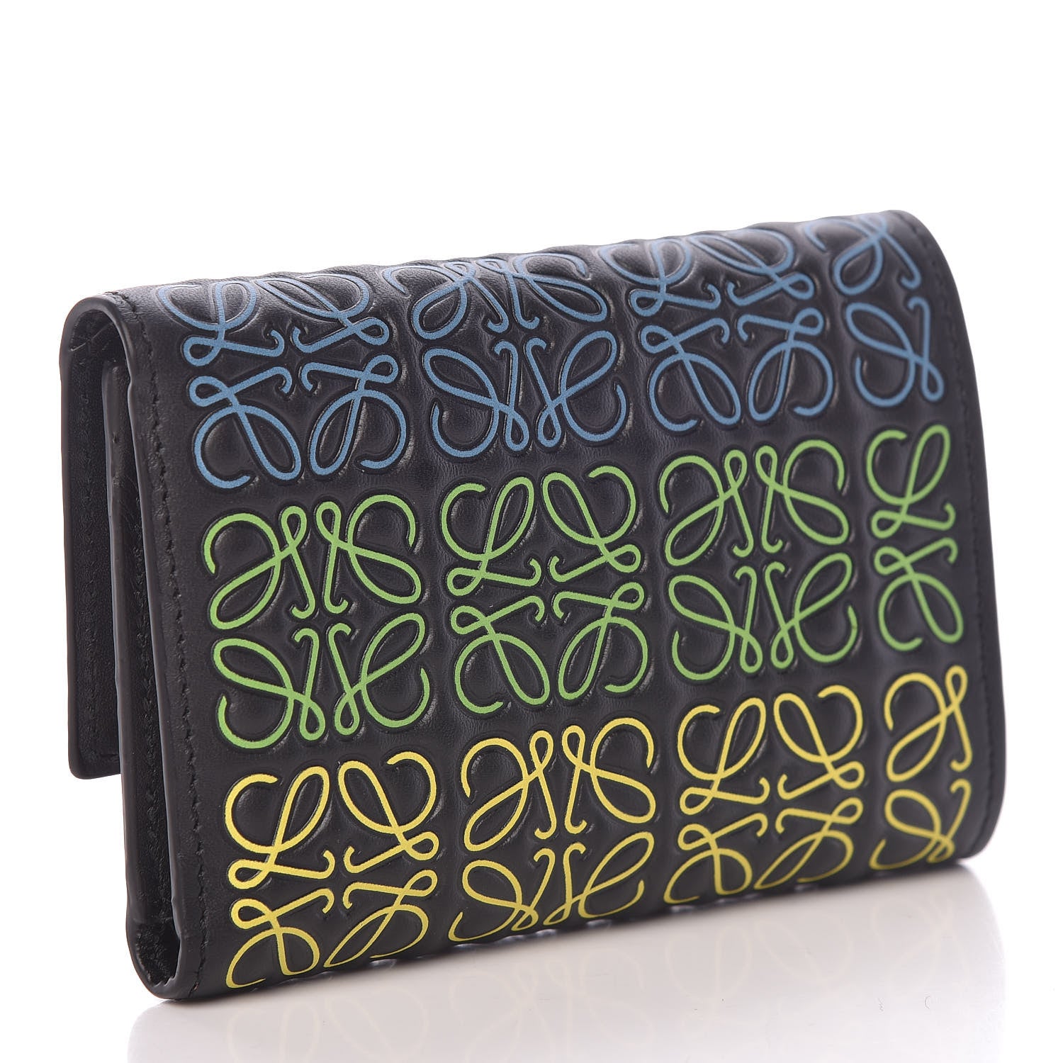Loewe Calfskin Embossed Repeat Small Vertical Wallet Black Multicolor 3 of 8