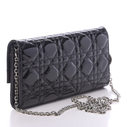 Christian Dior Patent Cannage Rendez-vous Chain Wallet Black 2 of 9