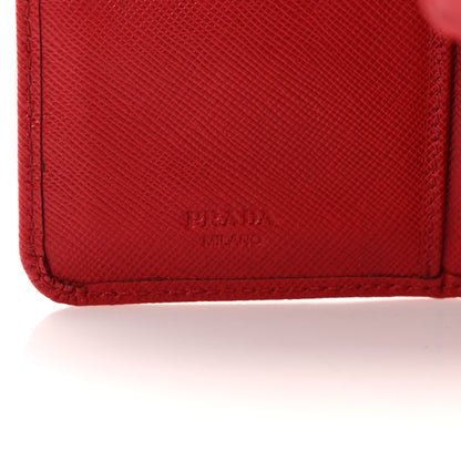 Prada Saffiano Metal Compact Wallet Fuoco 7 of 9