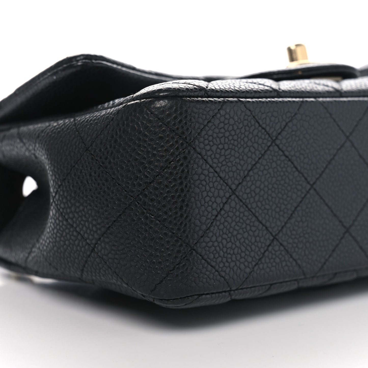Iridescent Caviar Quilted Mini Rectangular Flap Charcoal