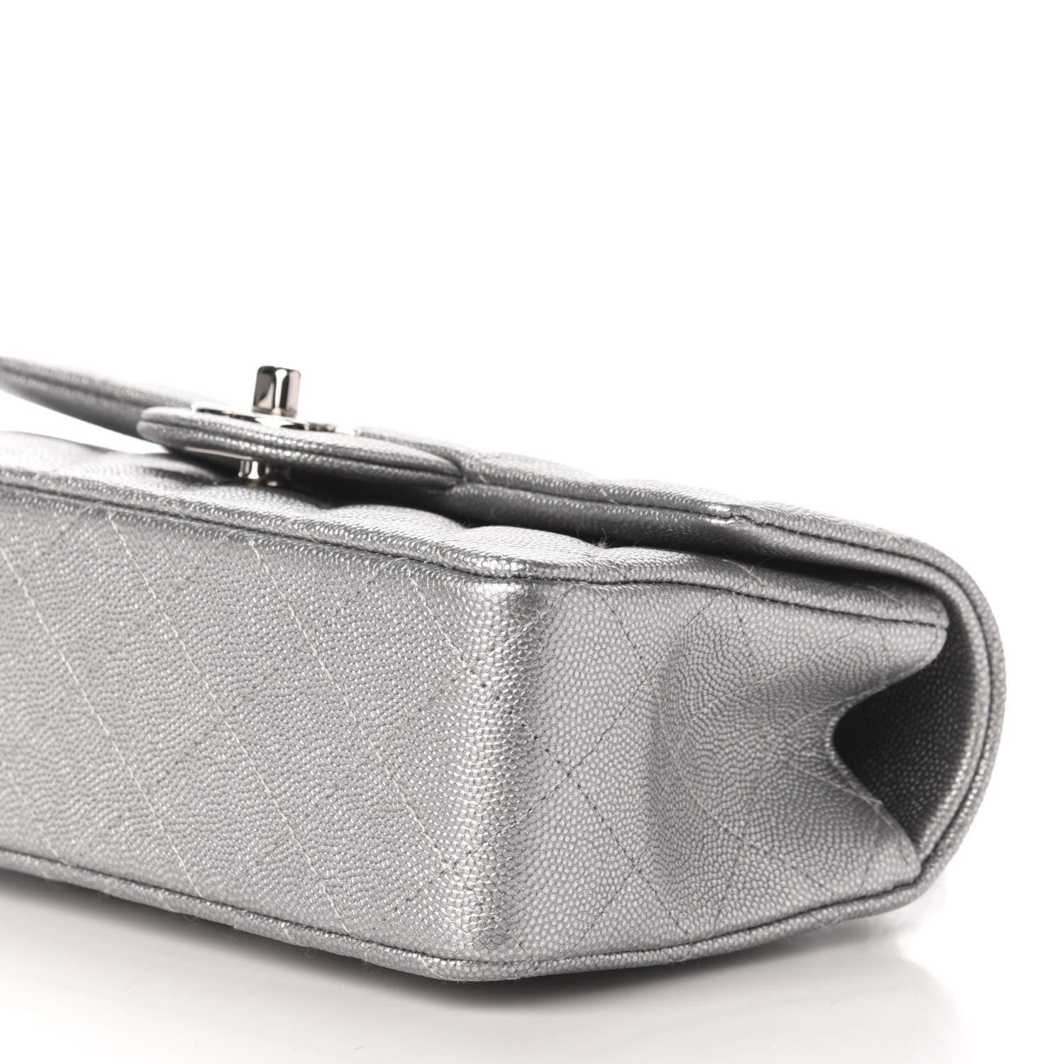 Chanel Metallic Caviar Quilted Mini Top Handle Rectangular Flap Silver 9 of 10