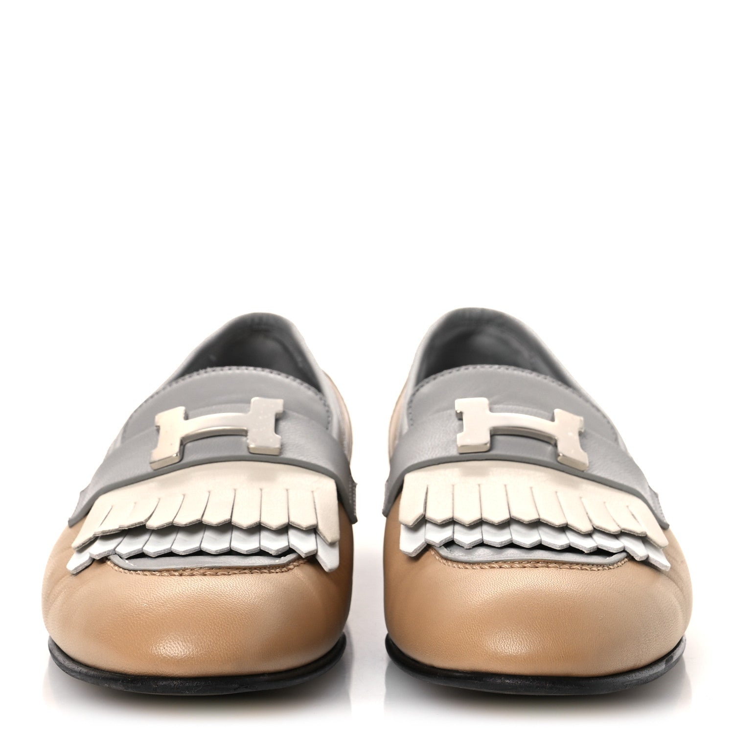 Hermes Goatskin Womens Royal Loafers 40 Beige Albinos 3 of 11