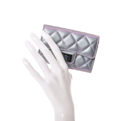 Chanel Iridescent Lambskin Quilted Reissue Flap Card Holder Light Purple 2 of 9