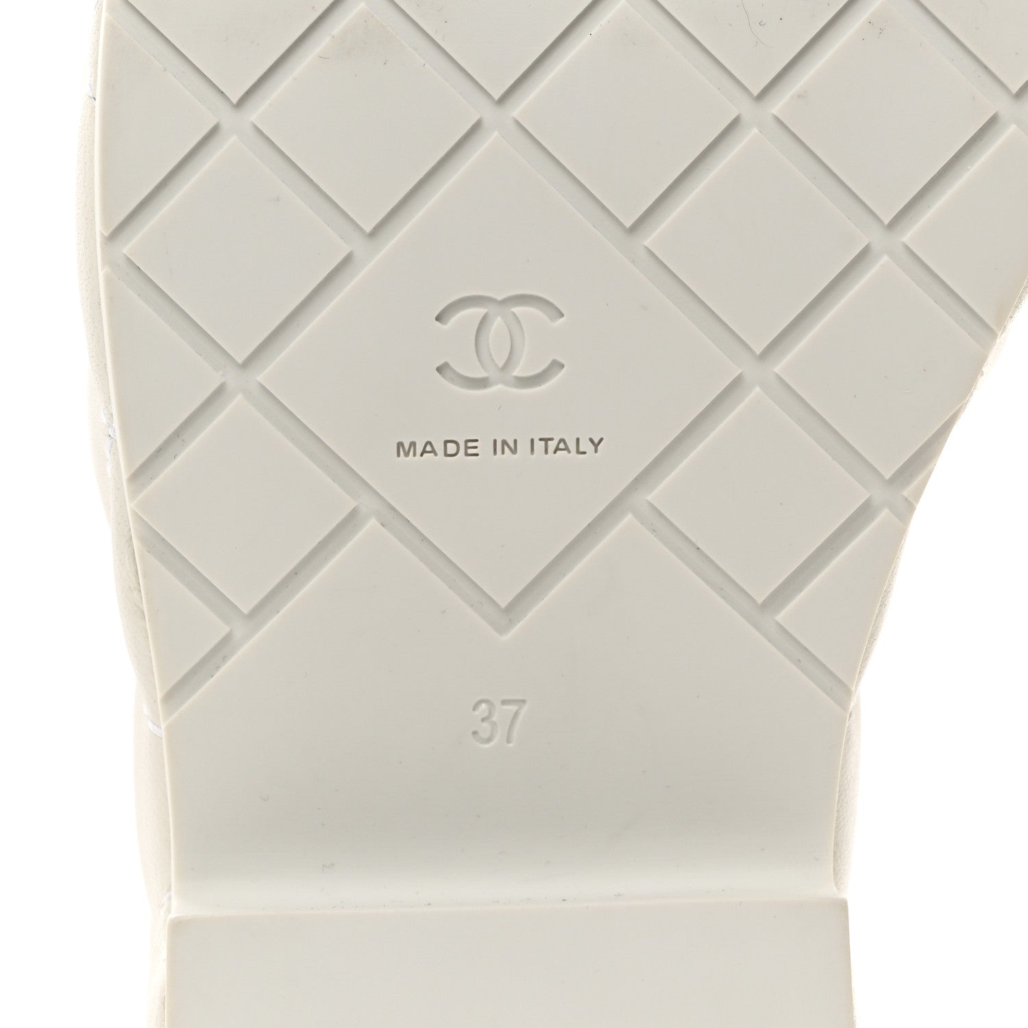 Chanel Calfskin Quilted Wedge Logo Sandals 37 White 8 of 8