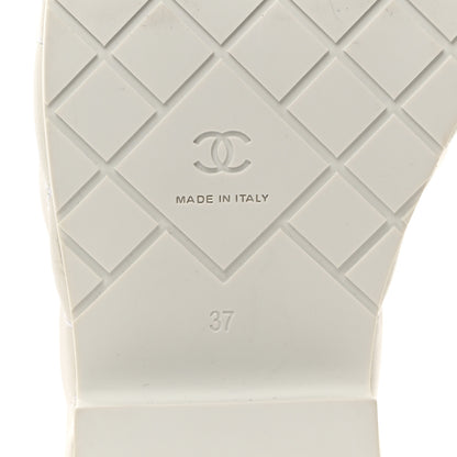 Chanel Calfskin Quilted Wedge Logo Sandals 37 White 8 of 8