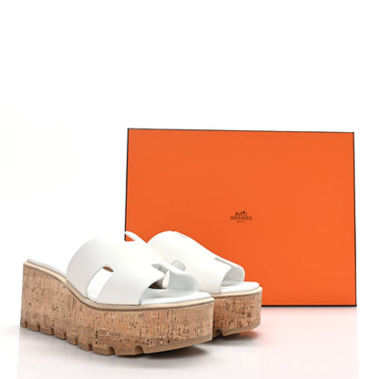 Hermes Calfskin Cork Eze 30 Sandals 39 White 9 of 9