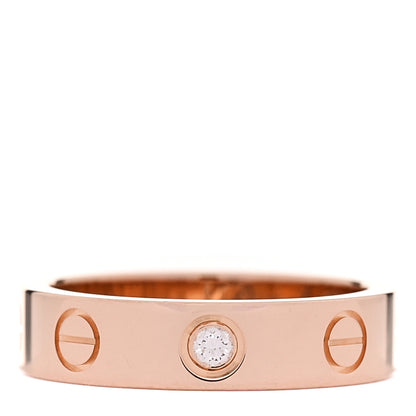 Cartier 18K Pink Gold Diamond 4mm LOVE Wedding Band Ring 46 3.75 1 of 6