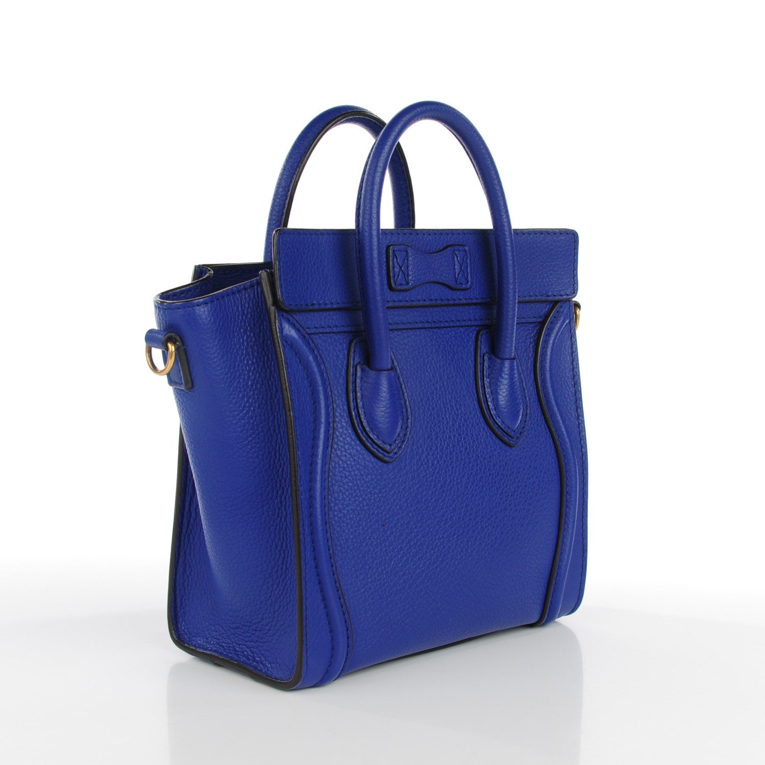 Celine Drummed Calfskin Nano Luggage Indigo 3 of 8