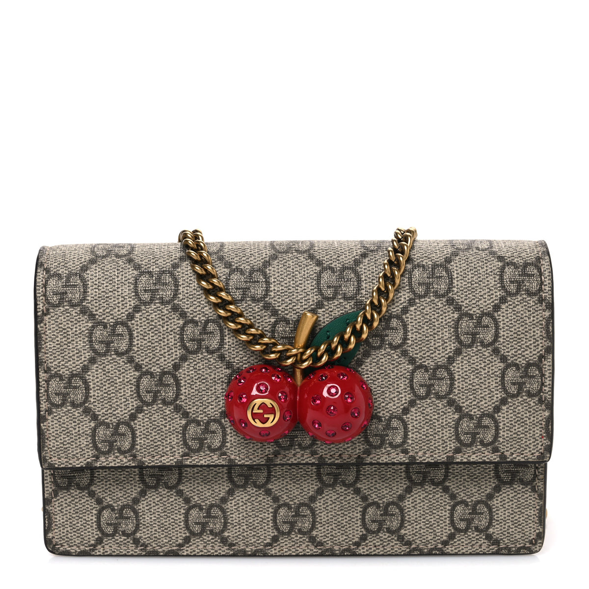 GG Supreme Monogram Mini Cherry Chain Bag