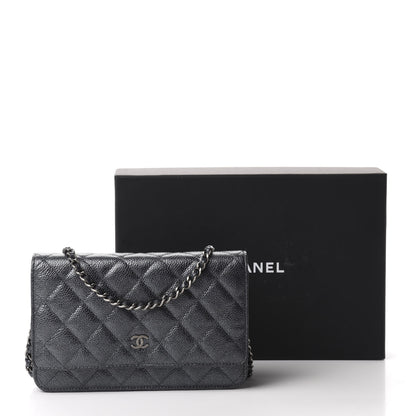 Chanel Iridescent Caviar Quilted Wallet On Chain WOC Black 12 of 12