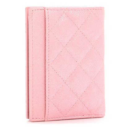 Chanel Iridescent Caviar Quilted Card Holder Wallet Rose Pink 3 of 8