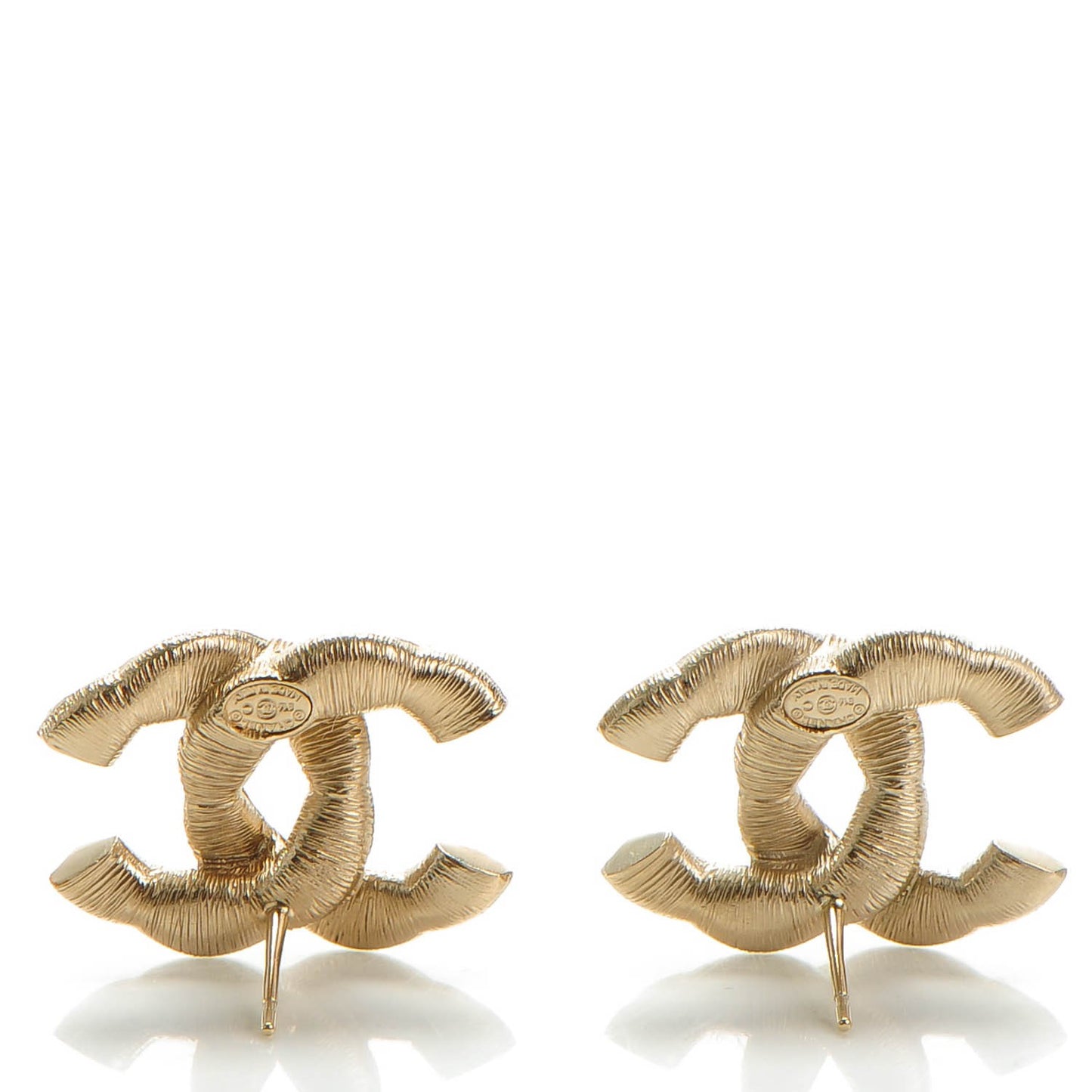 Crystal Twisted CC Earrings Gold