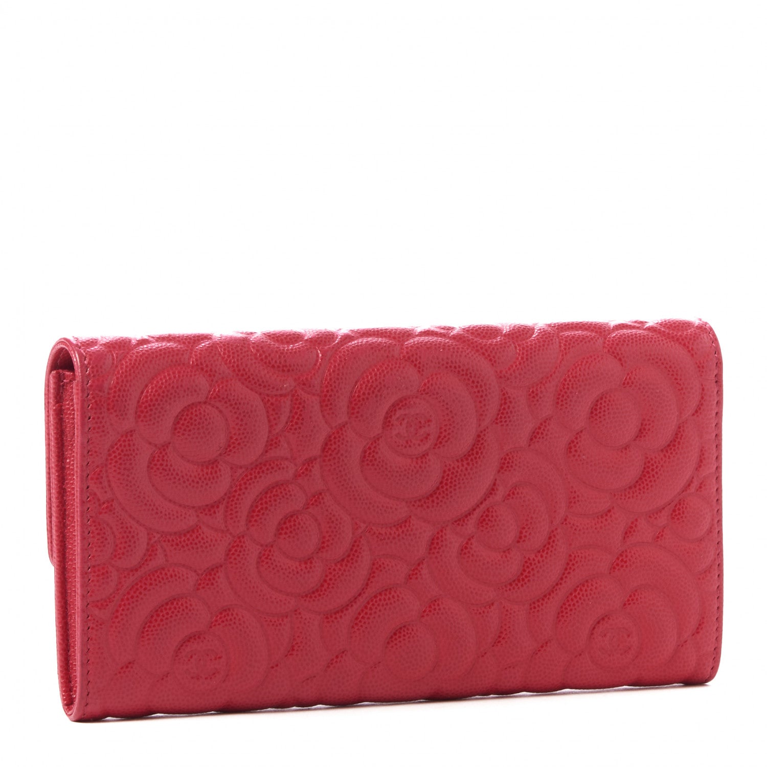 Chanel Caviar Camellia Embossed Flap Wallet Fuschia 2 of 9