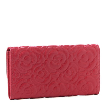 Chanel Caviar Camellia Embossed Flap Wallet Fuschia 2 of 9
