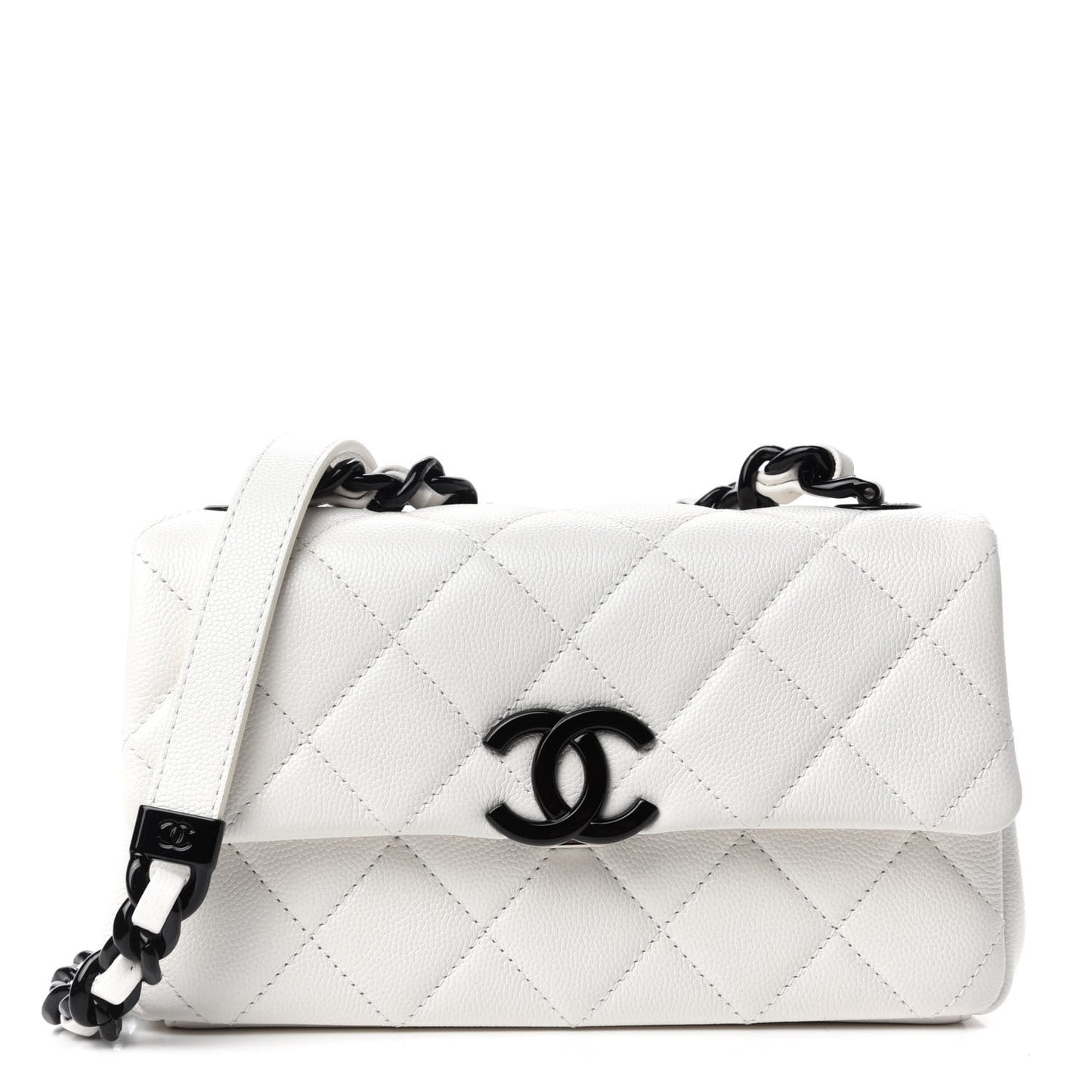 Caviar Quilted My Everything Small Flap White Black