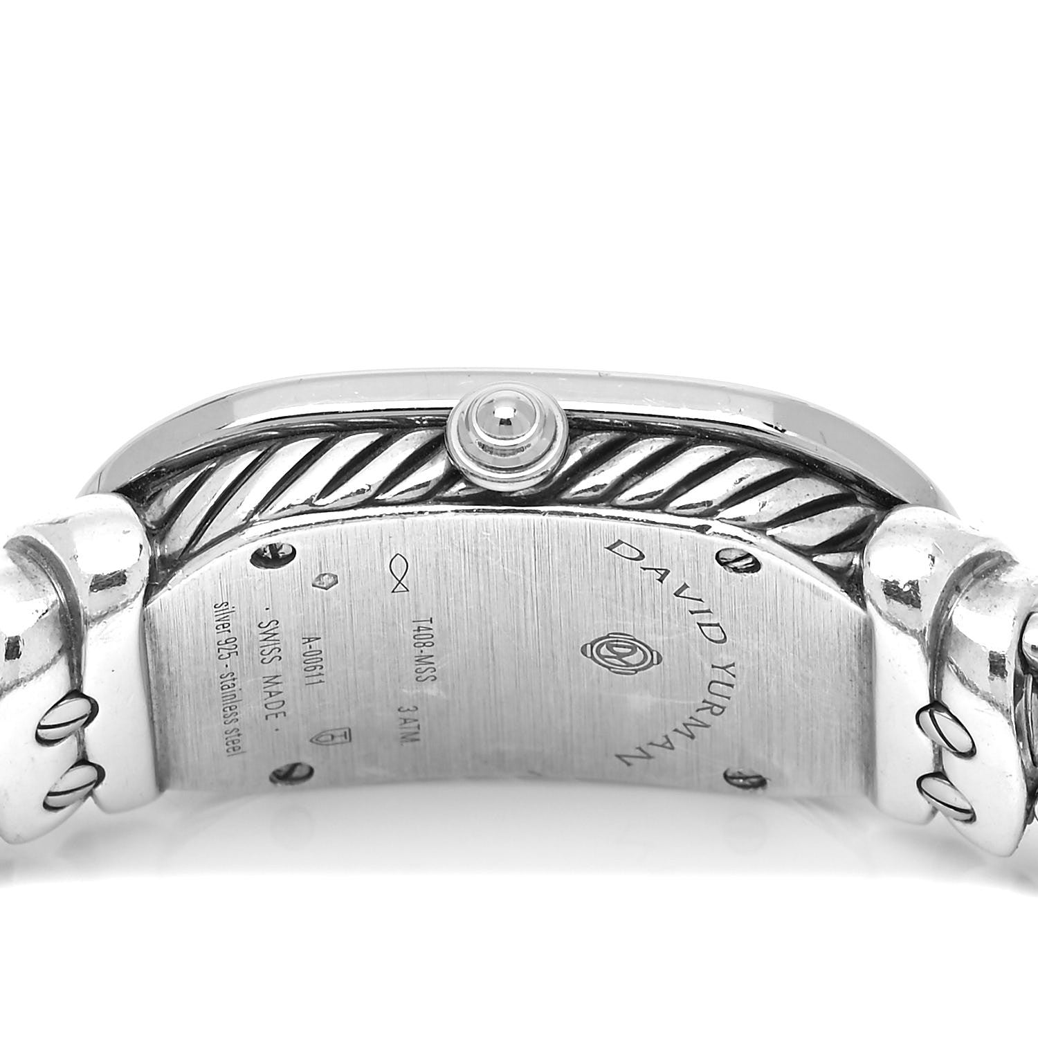 David Yurman Stainless Steel Sterling Silver Diamond Blue Mother of Pearl 20mm Madison Cable Quartz Watch 4 of 4