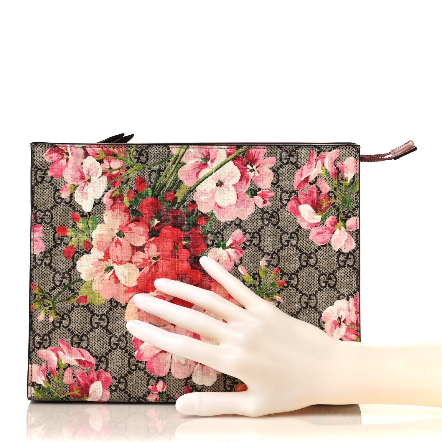 Gucci GG Supreme Monogram Blooms Large Cosmetic Case Beige Multicolor Dry Rose 2 of 9