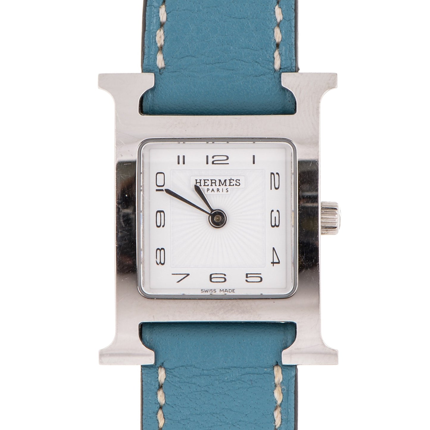 Stainless Steel Swift 21mm Heure H Hour Quartz Watch Blue Jean