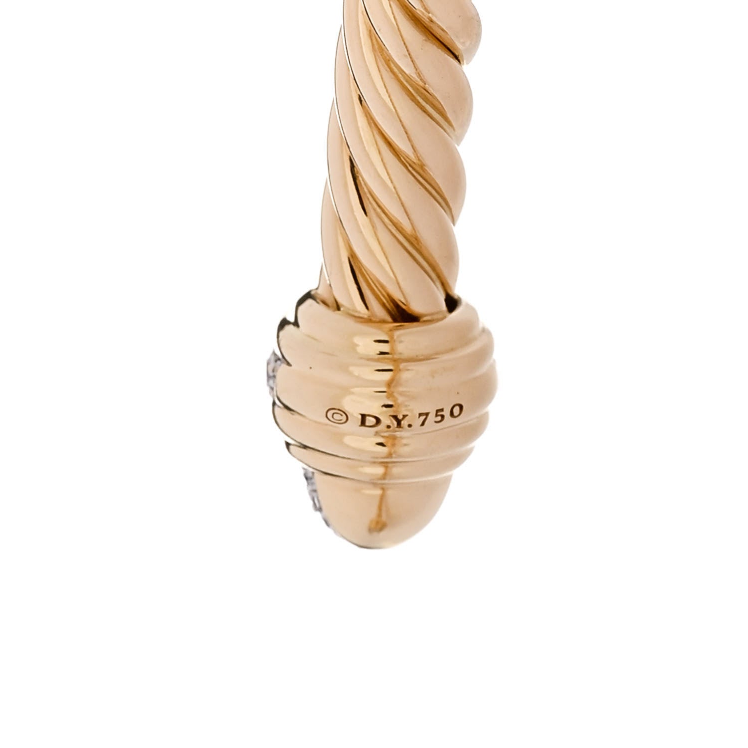 David Yurman 18K Yellow Gold Pave Diamond 5mm Cable Bracelet 3 of 3