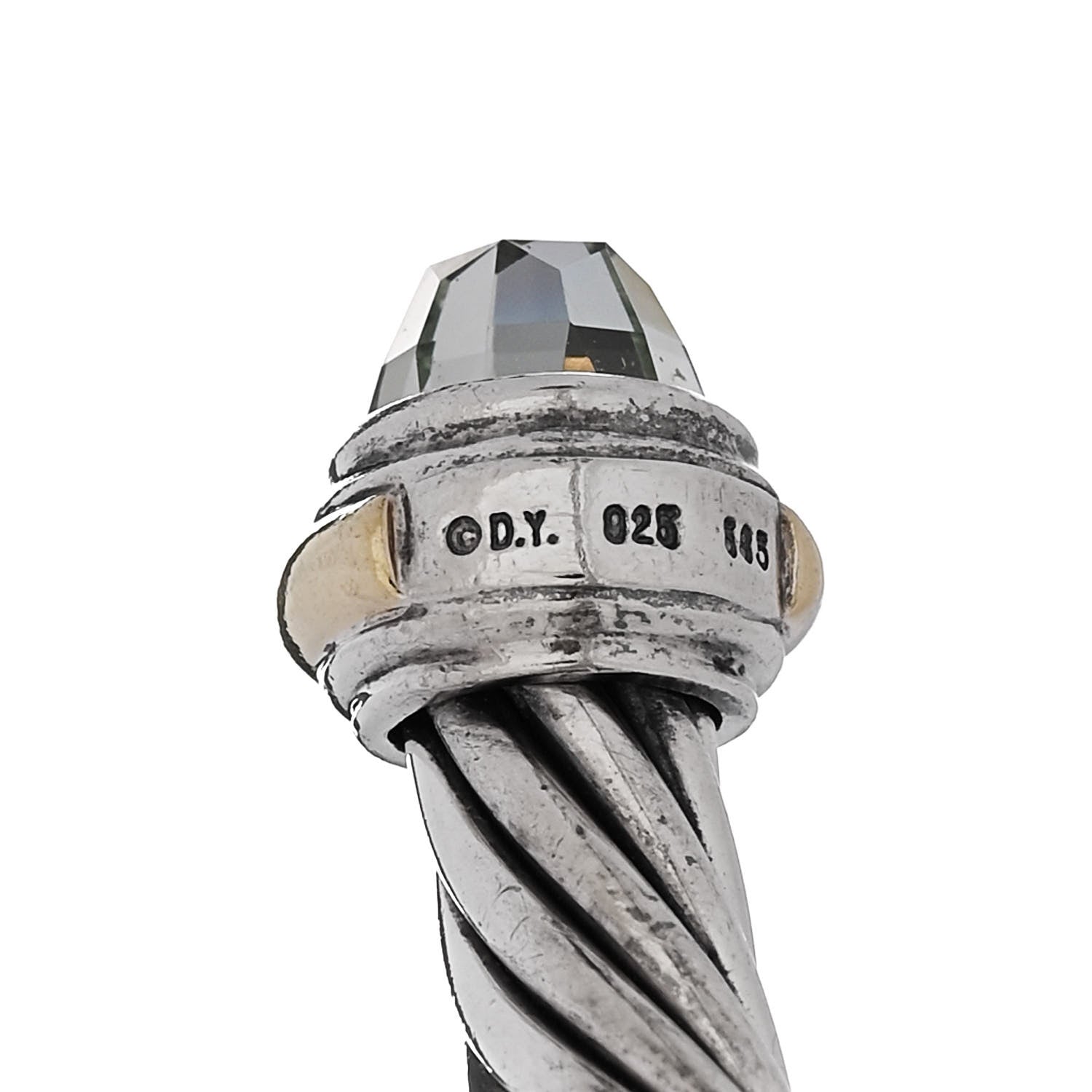 David Yurman Sterling Silver 14K Yellow Gold Prasiolite 7mm Cable Classics Bracelet 3 of 3