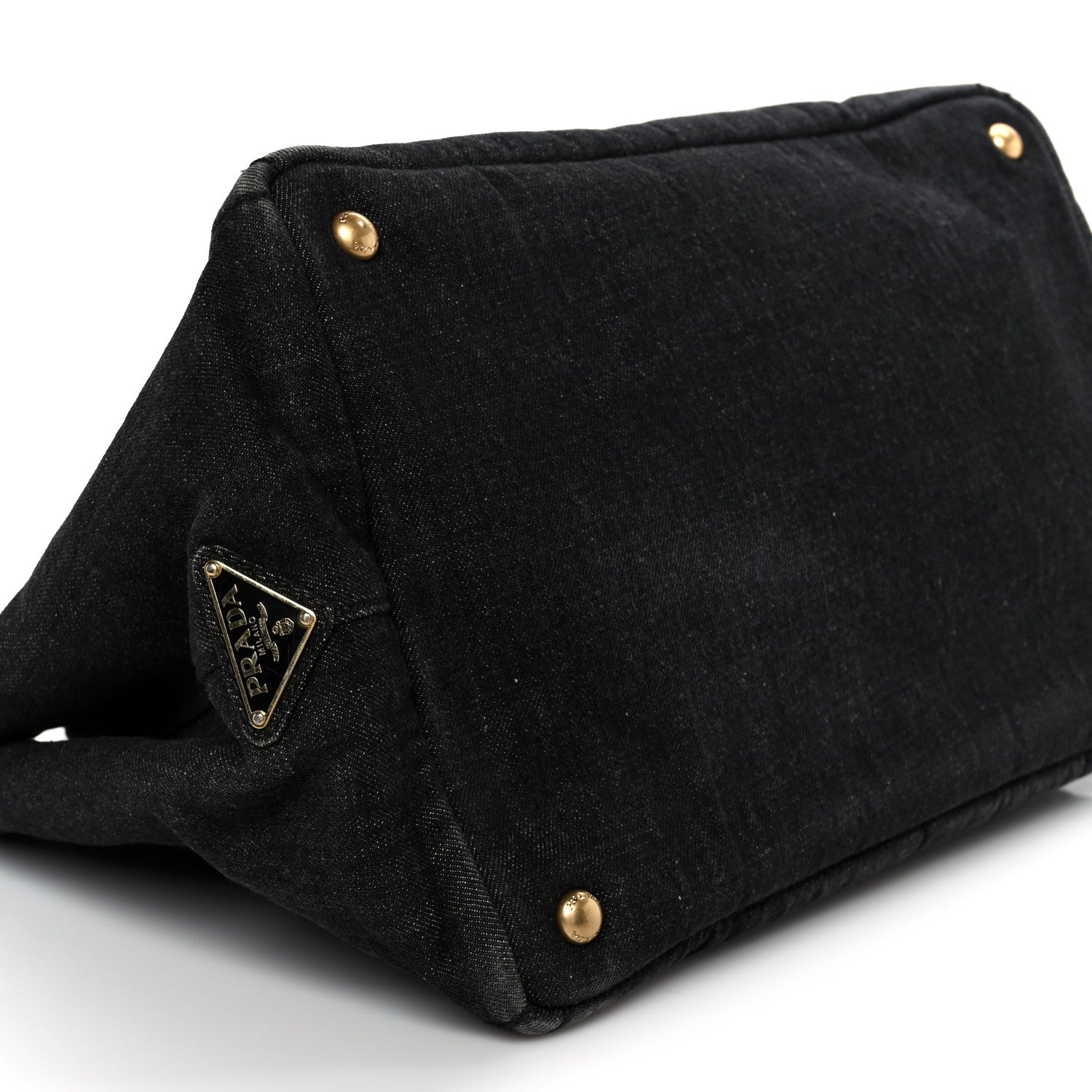 Prada Denim Canapa Logo Tote Black 11 of 12
