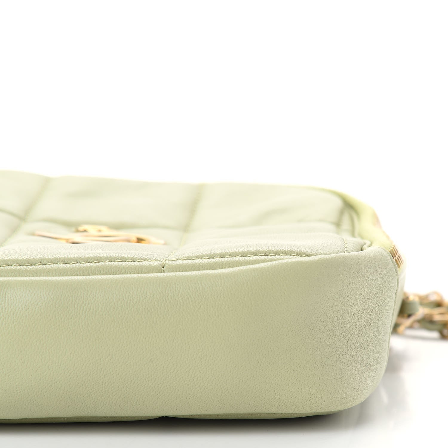 Chanel Lambskin Quilted Diamond Clutch With Chain Light Green 9 of 9