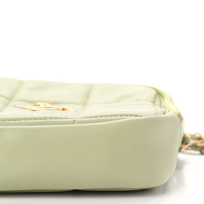 Chanel Lambskin Quilted Diamond Clutch With Chain Light Green 9 of 9