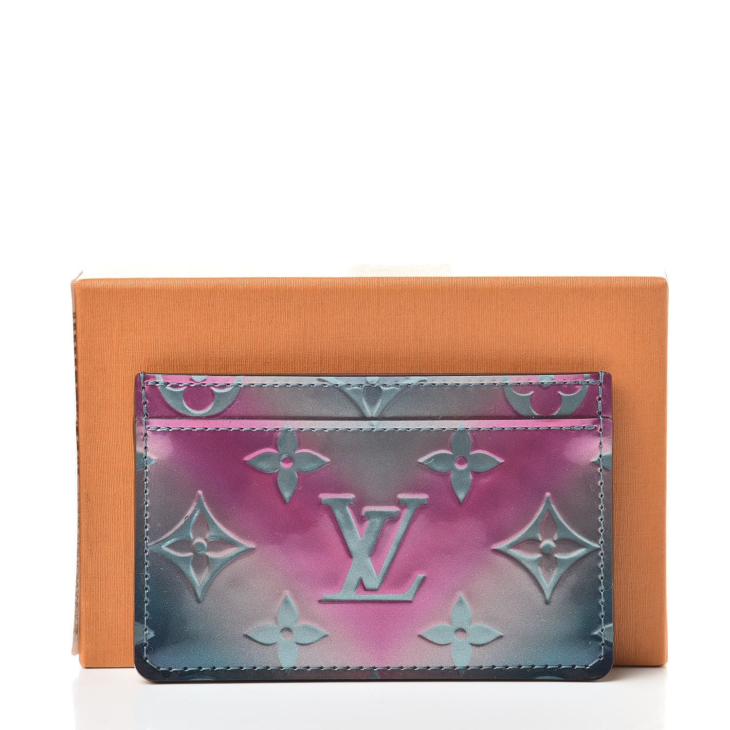 Louis Vuitton Metallic Vernis Card Holder Blue Pink 7 of 7