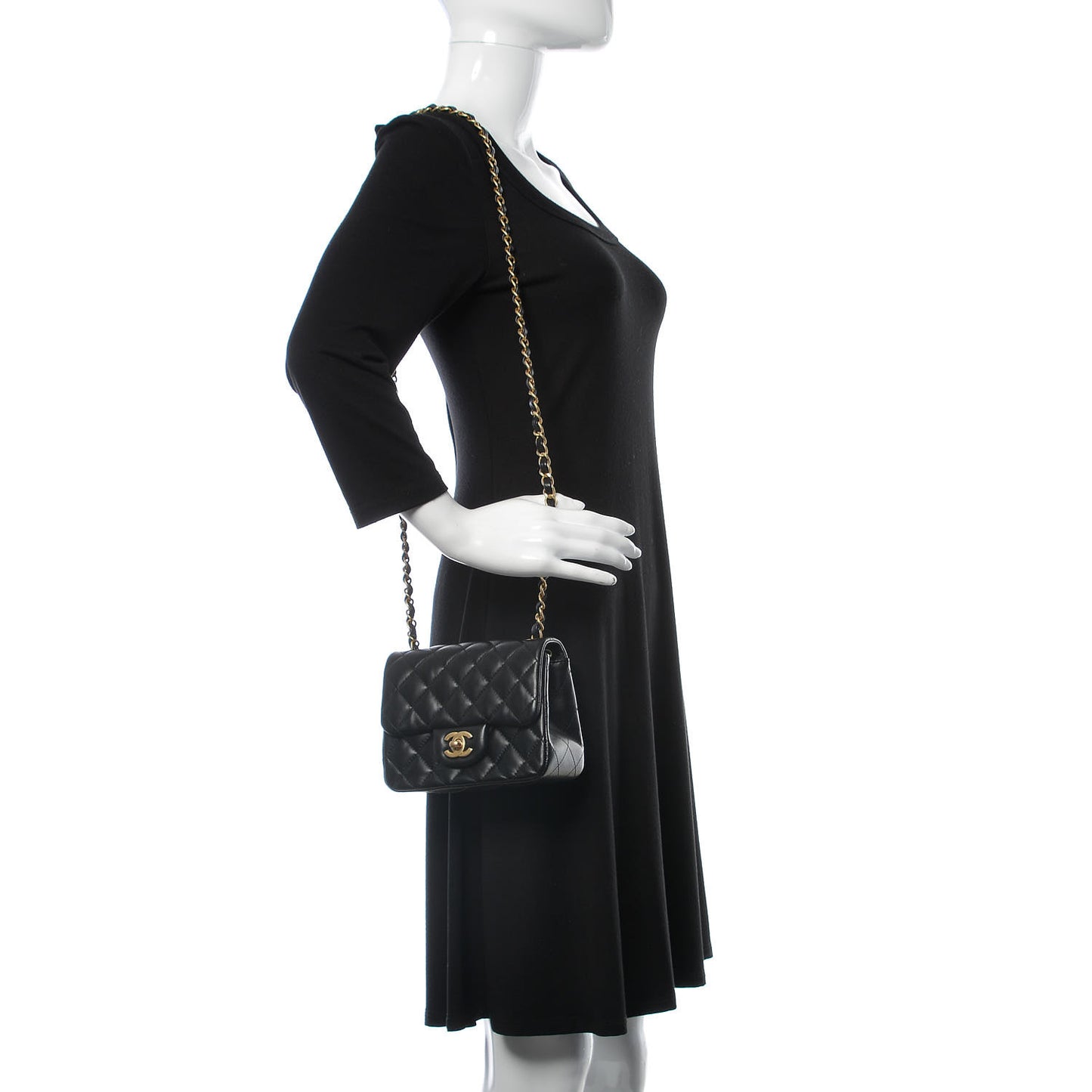 Lambskin Quilted Mini Square Flap Black
