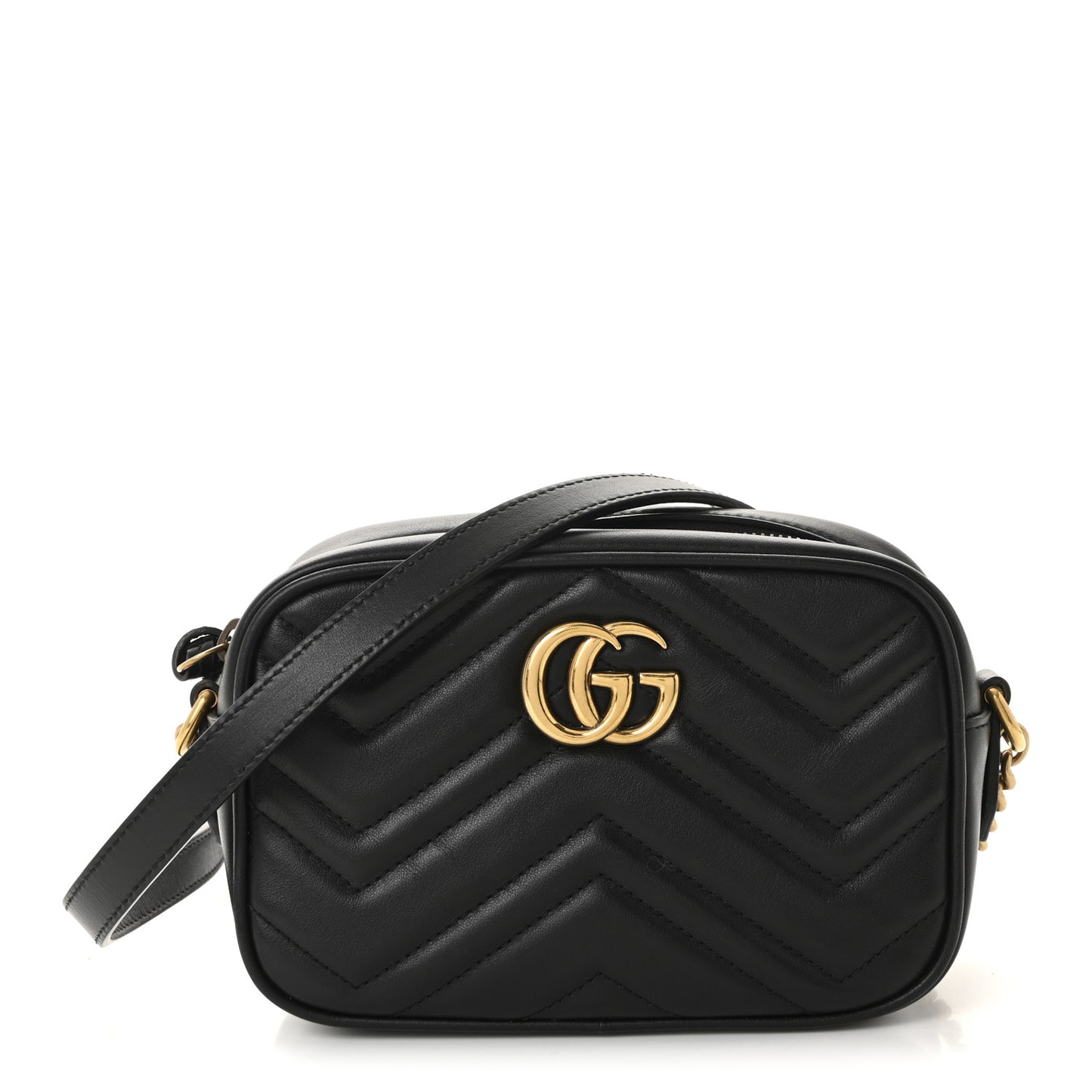 Calfskin Matelasse Mini GG Marmont Chain Shoulder Bag Black