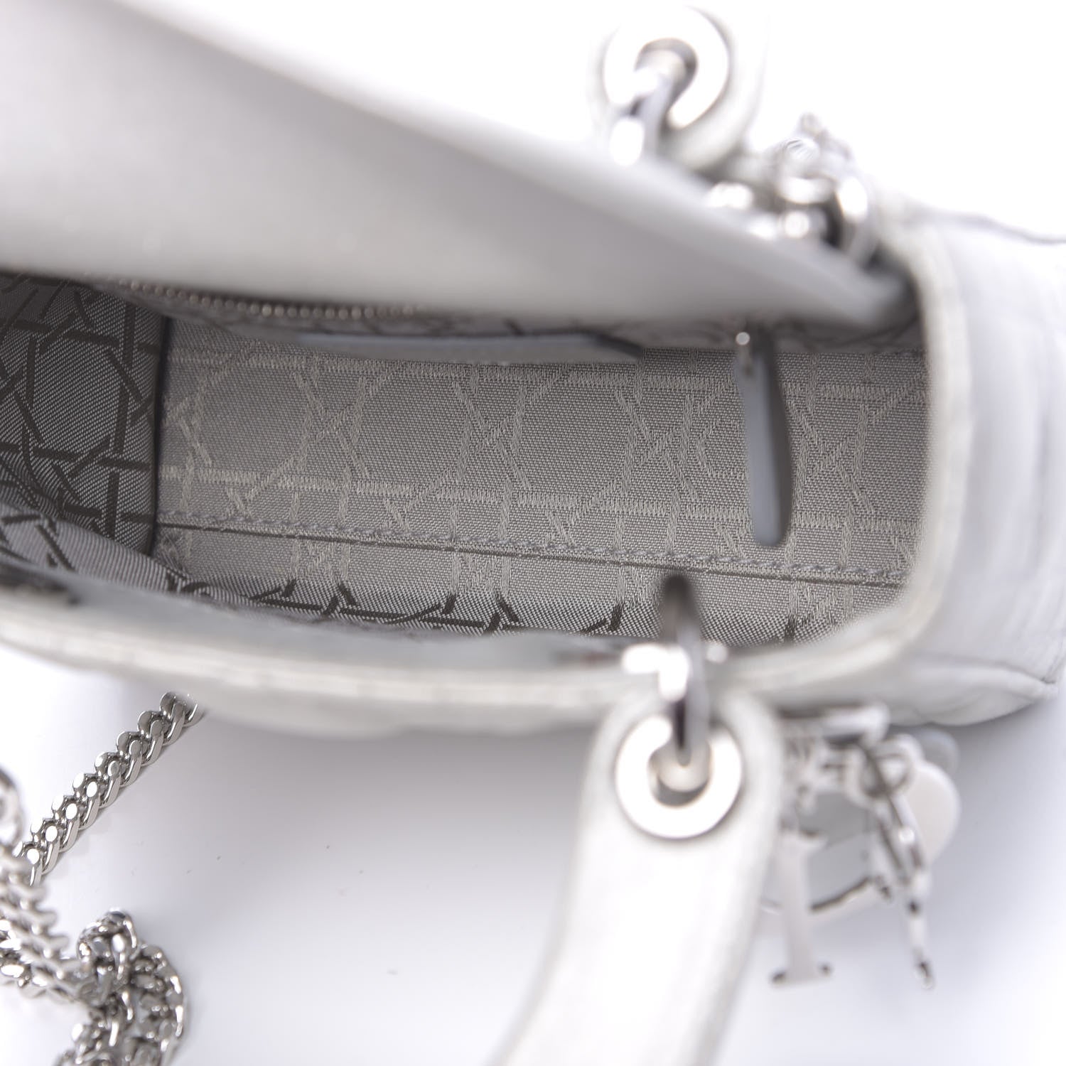 Christian Dior Metallic Lambskin Cannage Mini Lady Dior Silver 5 of 10
