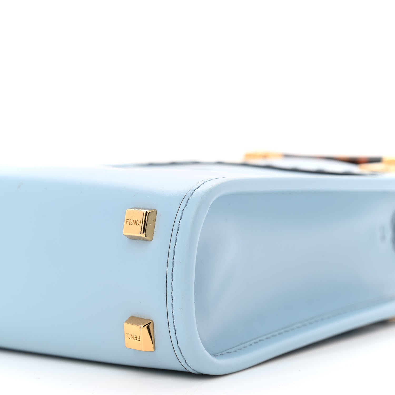 Fendi Vitello King Plexiglass Logo Embossed Mini Fendi Sunshine Shopper Tote Azzurro Baby 10 of 10